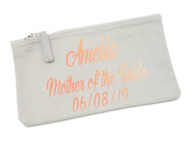 Light Grey Custom Wedding Canvas Makeup Bag Cosmetic - Name Date Title 22x16cms