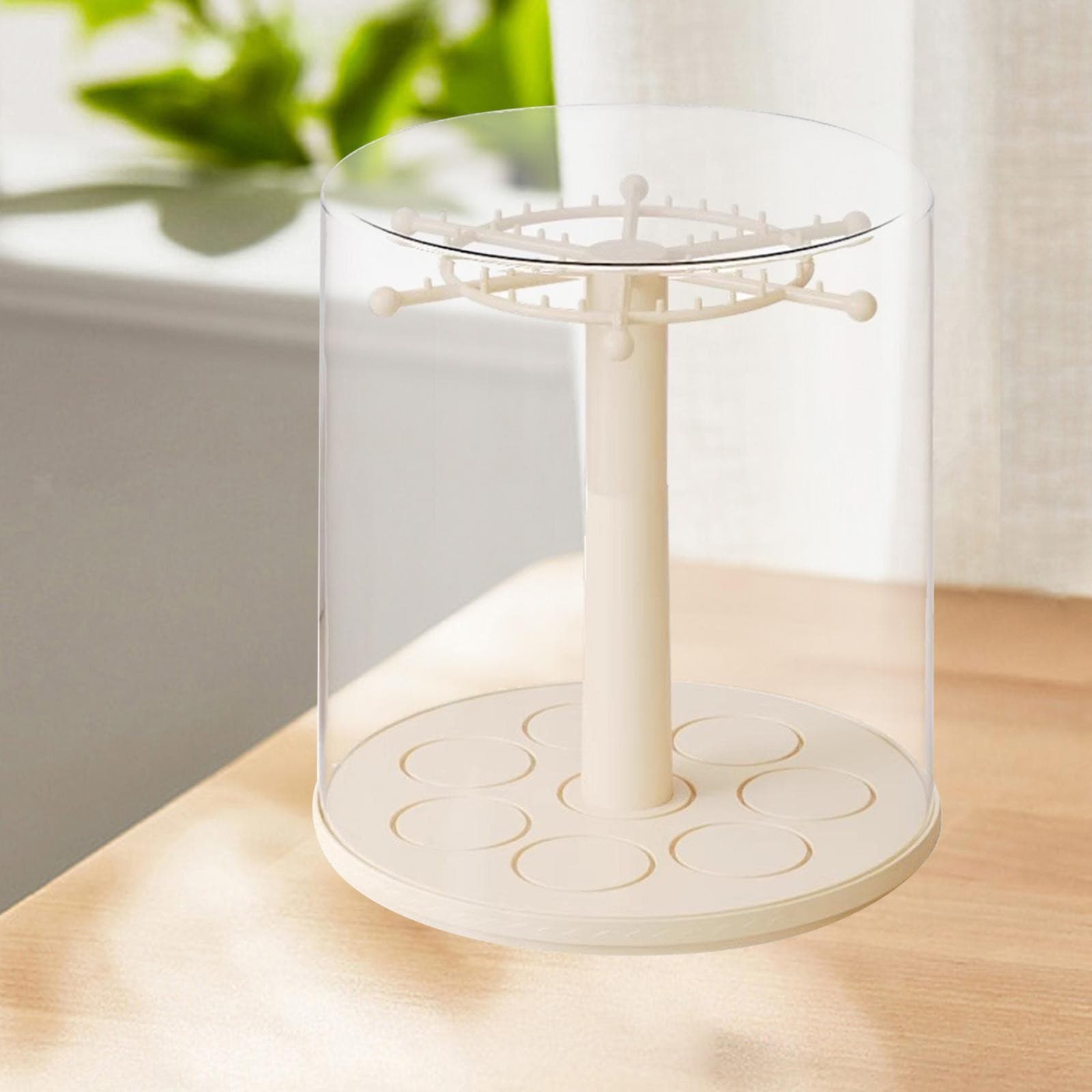 Figure Display Case Necklace Hanger 360° Rotatable Countertop Dustproof Jewelry