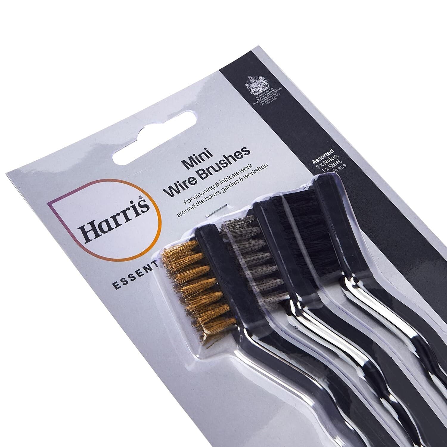 Harris Essentials Mini Wire Brush 3 Pack| Nylon| Steel and Brass| Black| 101064301 view 2