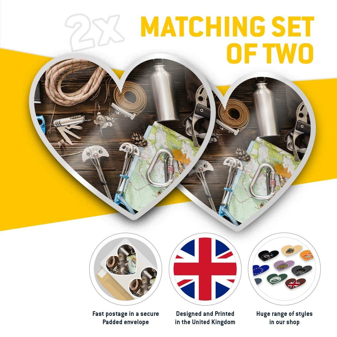 2 x Heart Stickers 10 cm - Climbing Equipment Ropes Boots #12624 view 2