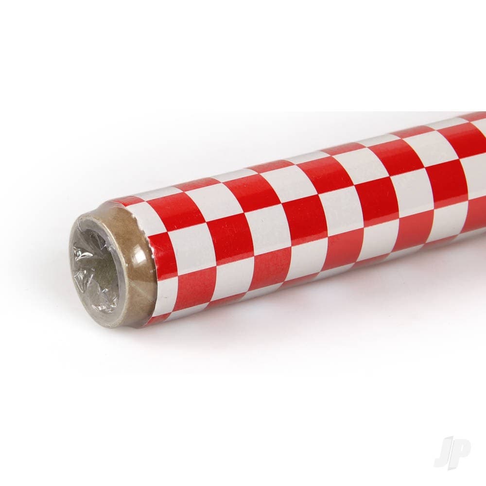 Oracover 2m ORACOVER Fun-4 Small Chequered| White + Red (60cm width)