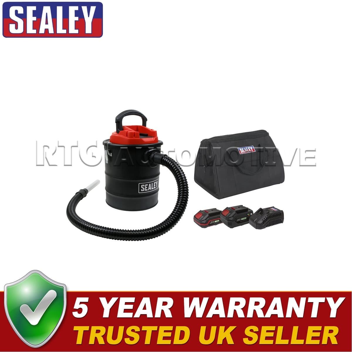 Sealey SV20 Series 15L Cordless Handheld Ash Vacuum Cleaner Kit 20V 2 Batteries