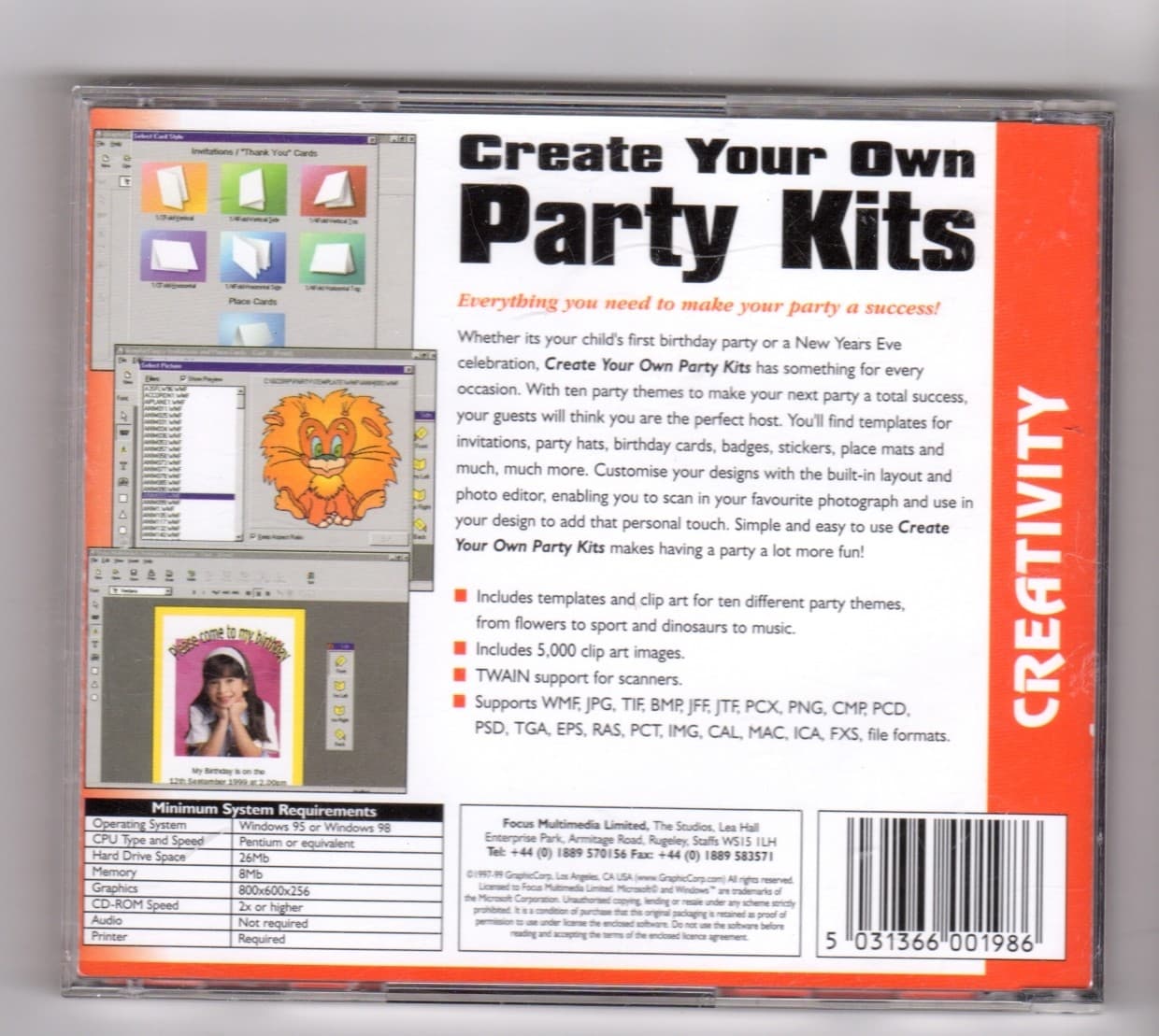 (IE877) Create Your Own Party Kits - 1999 PC CD-ROM view 2