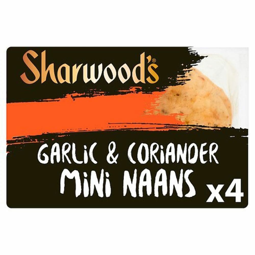 Sharwoods Mini Garlic And Coriander Naan 4 Pack 160G