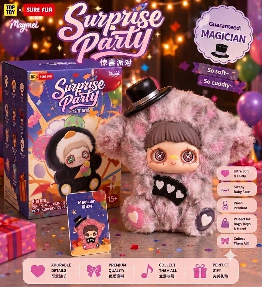 TOP TOY X SURE FUN MAYMEI SURPRISE PARTY THE MAGICIAN PLUSH DOLL GUARANTEED NEW