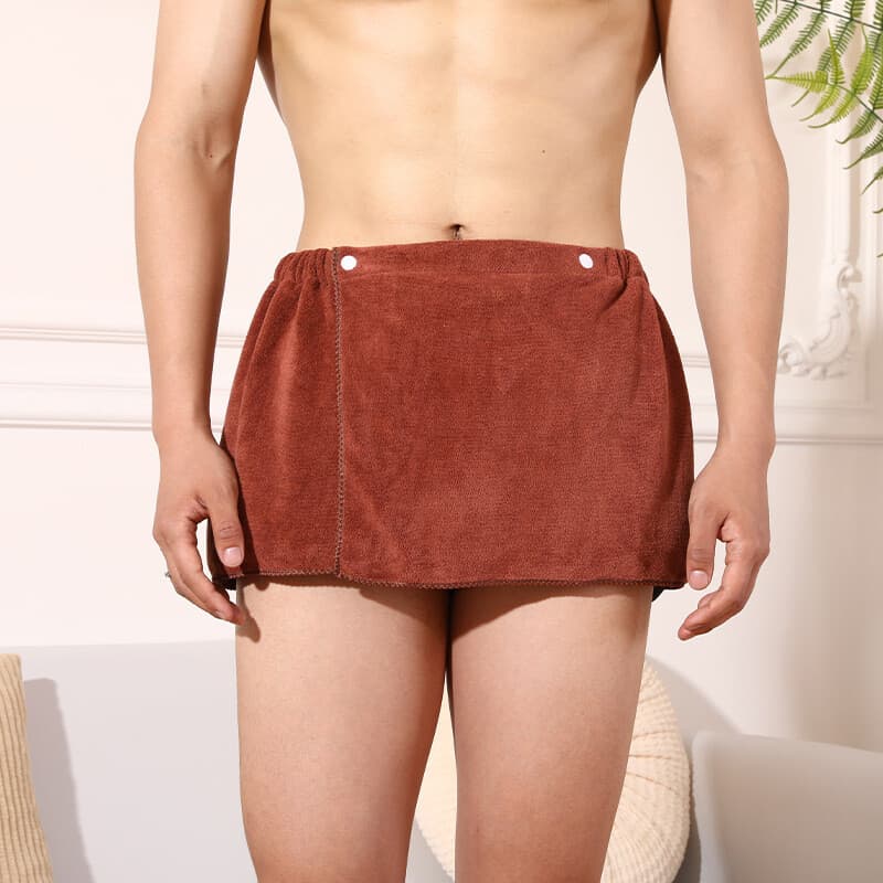 Men Sleep Bottoms Pajamas Nightwear Short Towel Pants Side Split Bathrobe Soft