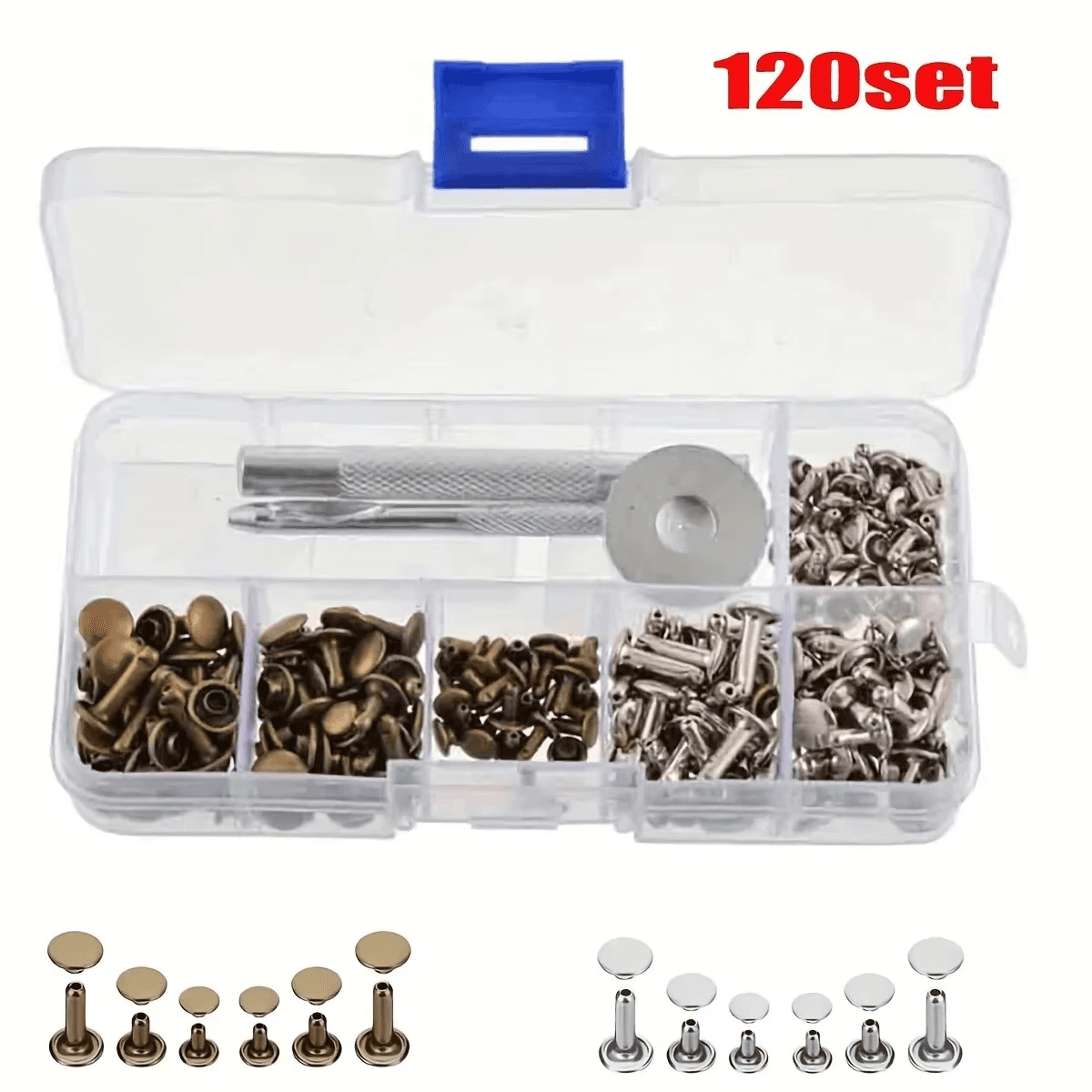Metal Double Cap Rivets Studs round Rivet for DIY Leather Craft Bag Belt Clothin