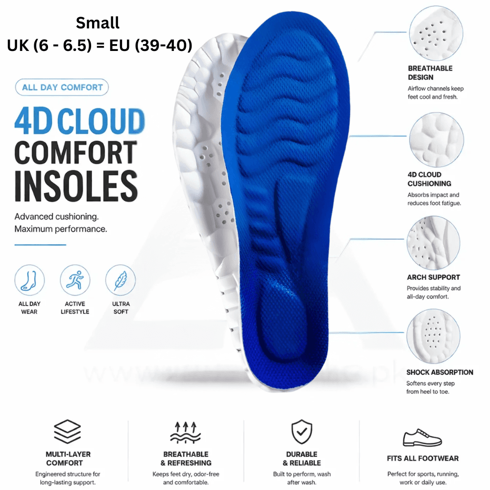 4D Cloud Technology Sports Insoles for Shoes Breathable Shock Absorption Cushion