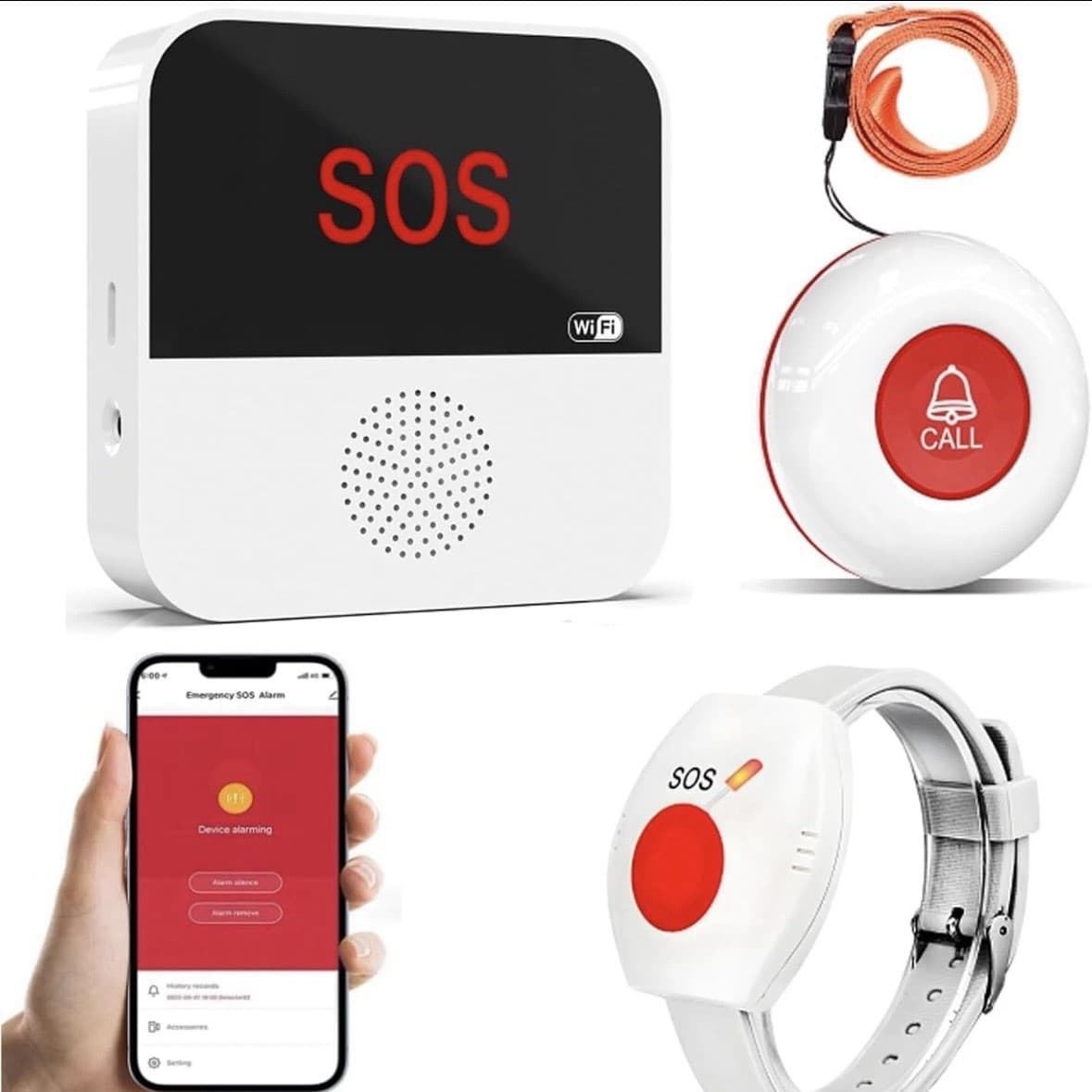 Panic Button Alarm for Elderly,Caregiver Pager| WiFi Receiver 1*Call Button SOS