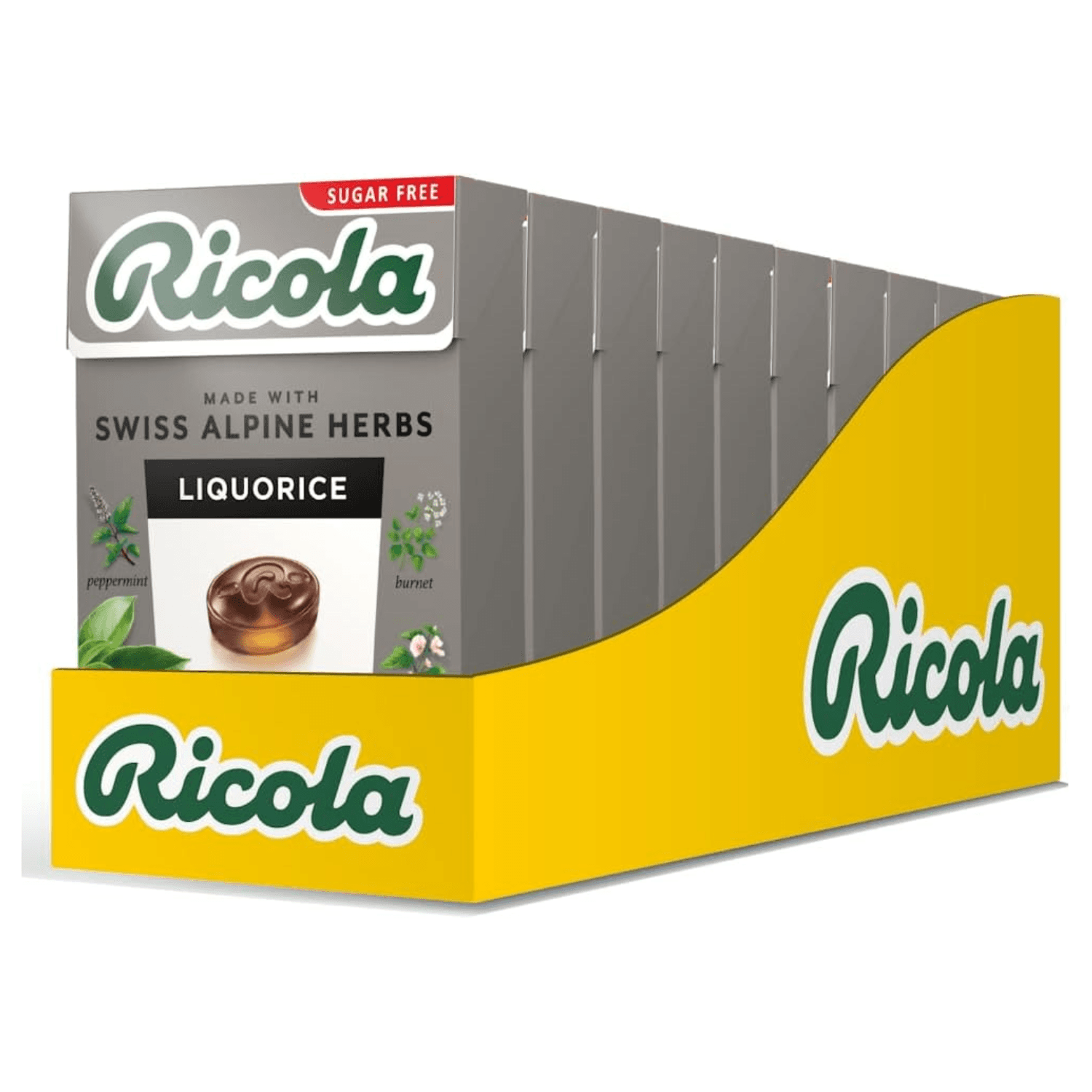 Ricola Liquorice Swiss Herbal Sweets 45g - Pack of 10