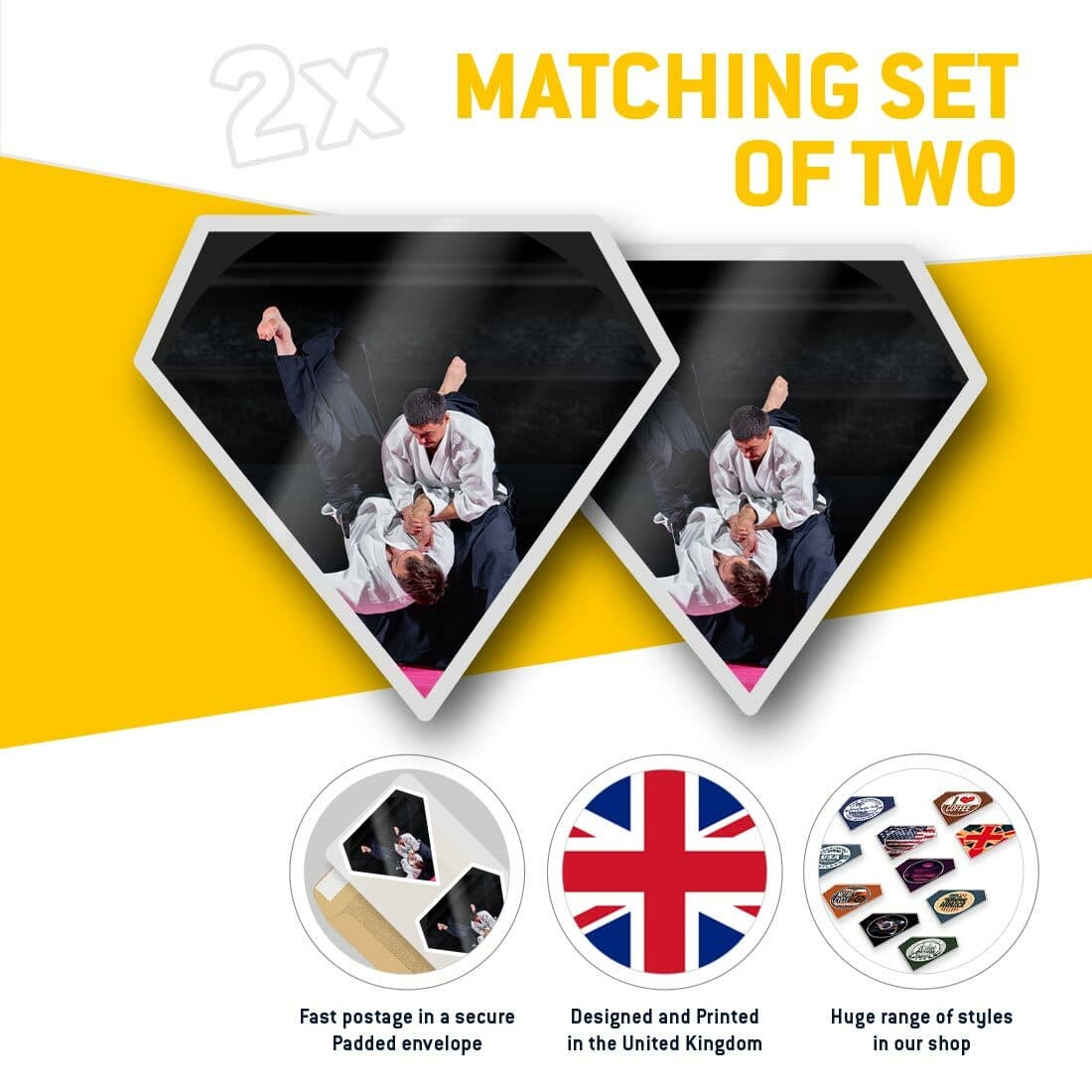 2 x Diamond Stickers 10 cm  - Aikido Martial Arts Karate Fight  #21120 view 2