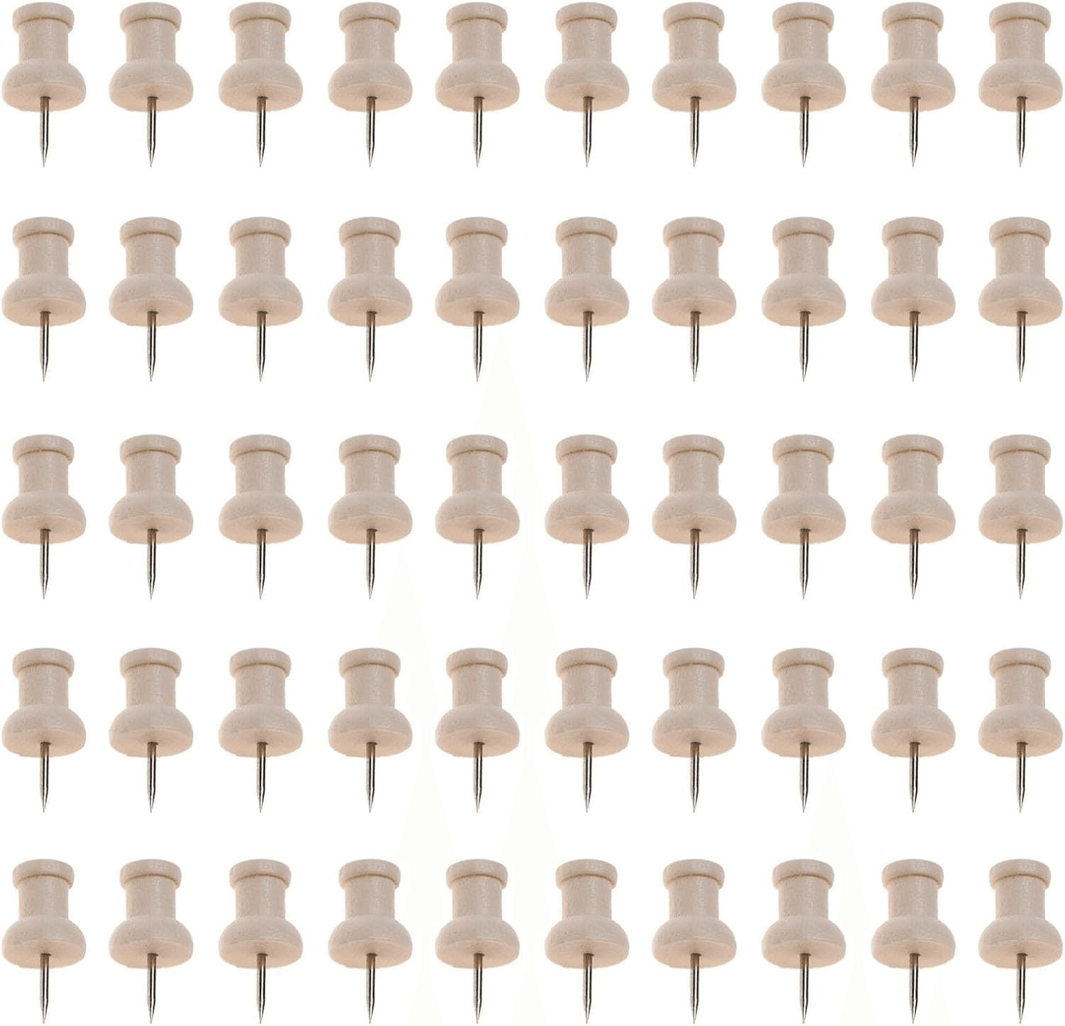 50 Pack Wooden Push Pins – 23Mm| Natural Wood| Solid Wood Head – Rustproof| Dura