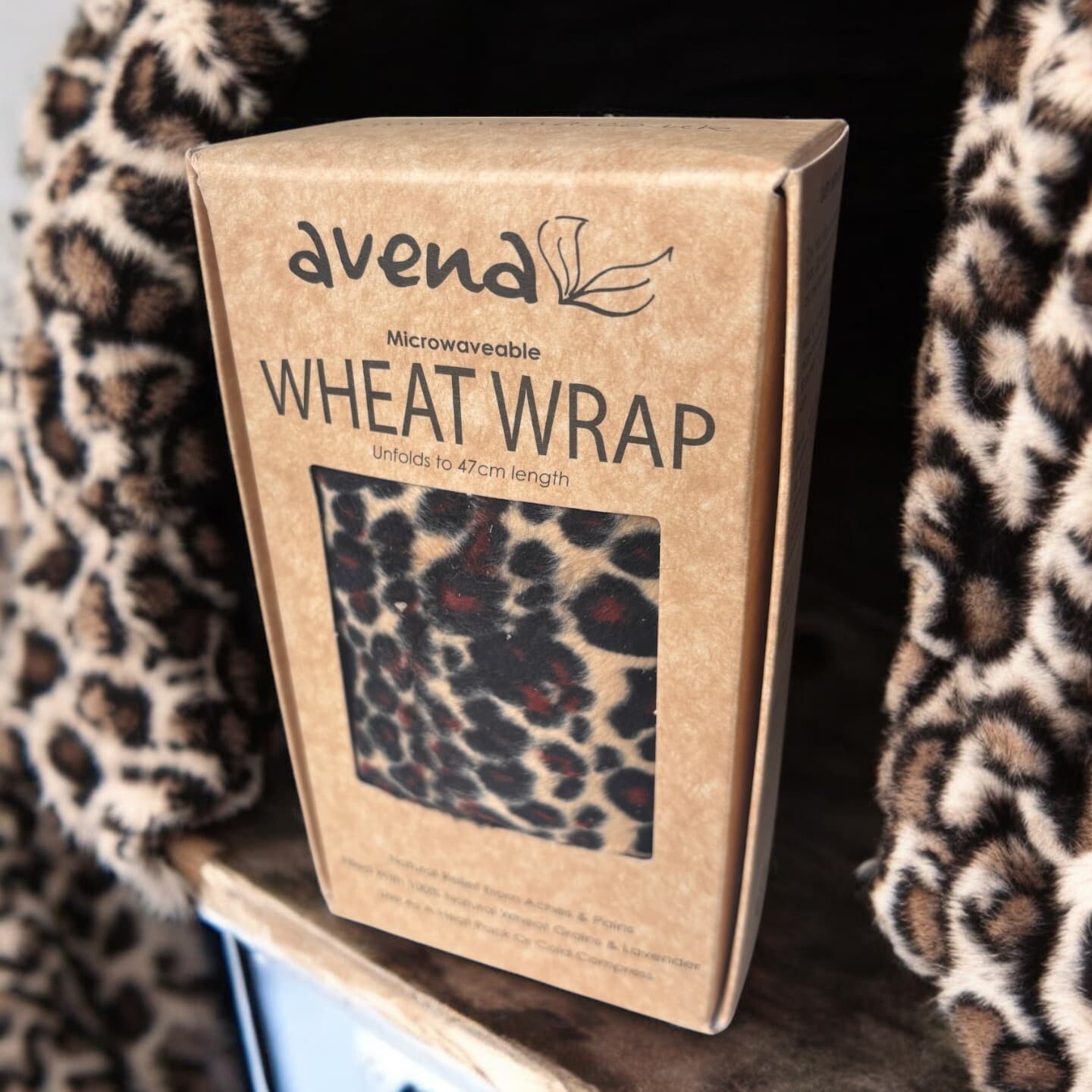 Leopard Print Lavender Wheat Wrap GiftBox Microwave Quality Made In Britain 47cm