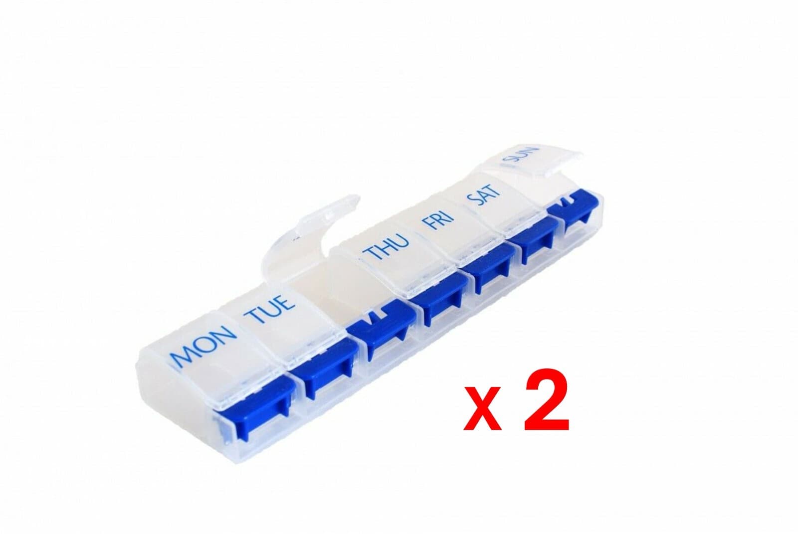 MEDISURE - 7 DAY FLIP UP PUSH BUTTON PILL BOX - 2 PACK - BRAND NEW