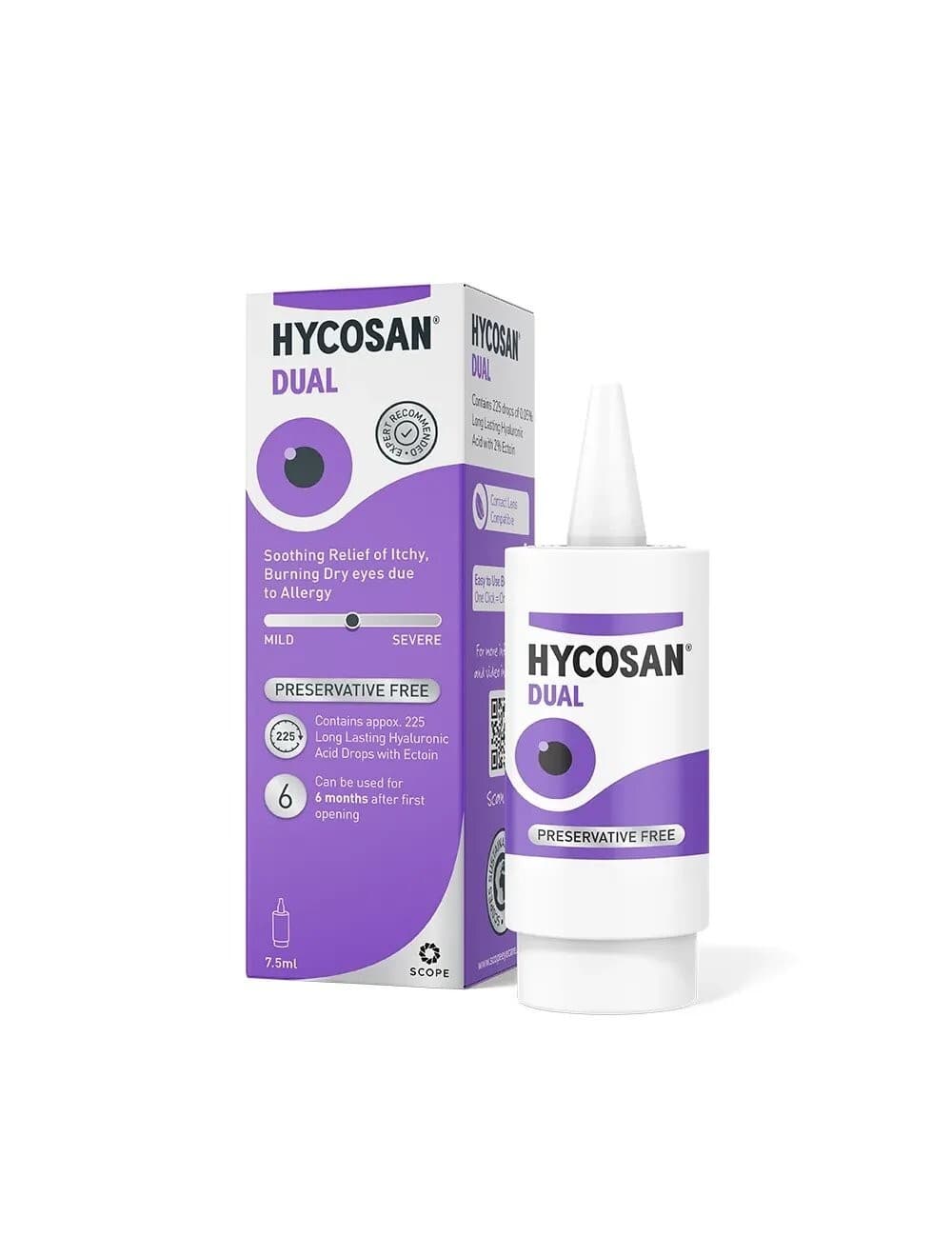 Hycosan Dual Eye Drops 7.5ml Lipid Deficient and Allergy Related Dry Eye Scope