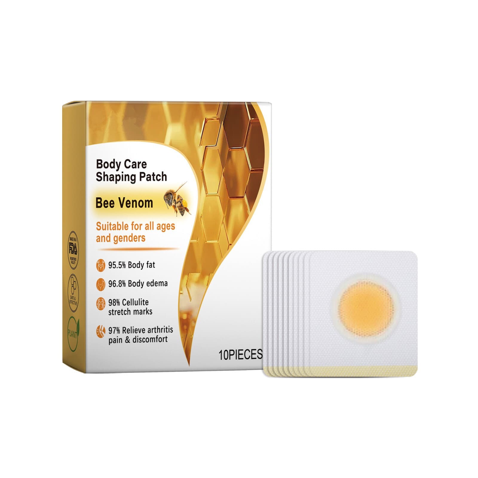 30pcs Bee Venom Lymphatic Drainage and Slimming Patch for Men and Women Body Slim