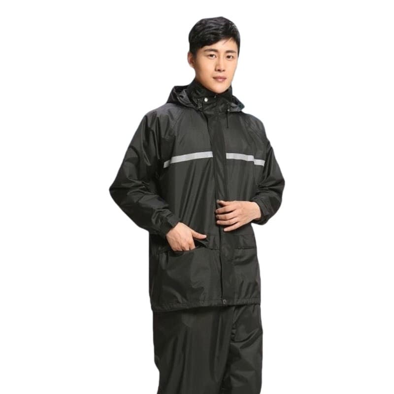 Men Hooded Rainwear Set Ergonomic Fit For Cycling Couriers Emergency