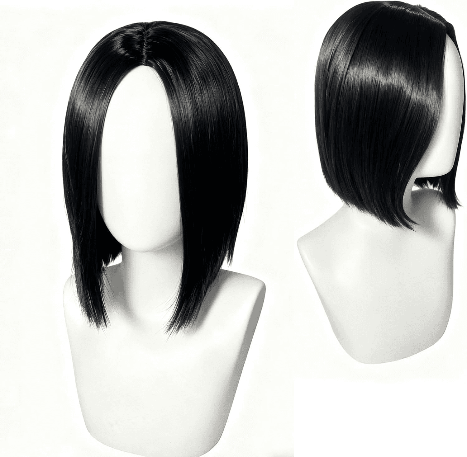 Mens Black Straight Wig| 35CM/ 13.78'' Long Synthetic Hair Wigs for Men Women| 7