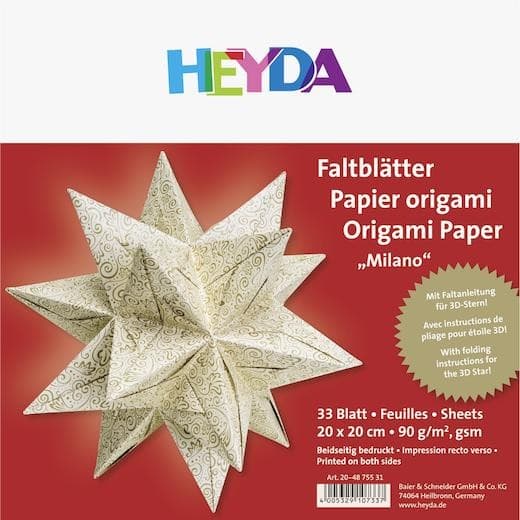 Heyda 3D Star Origami Paper Folding Set - 20 x 20cm Chamois/Gold