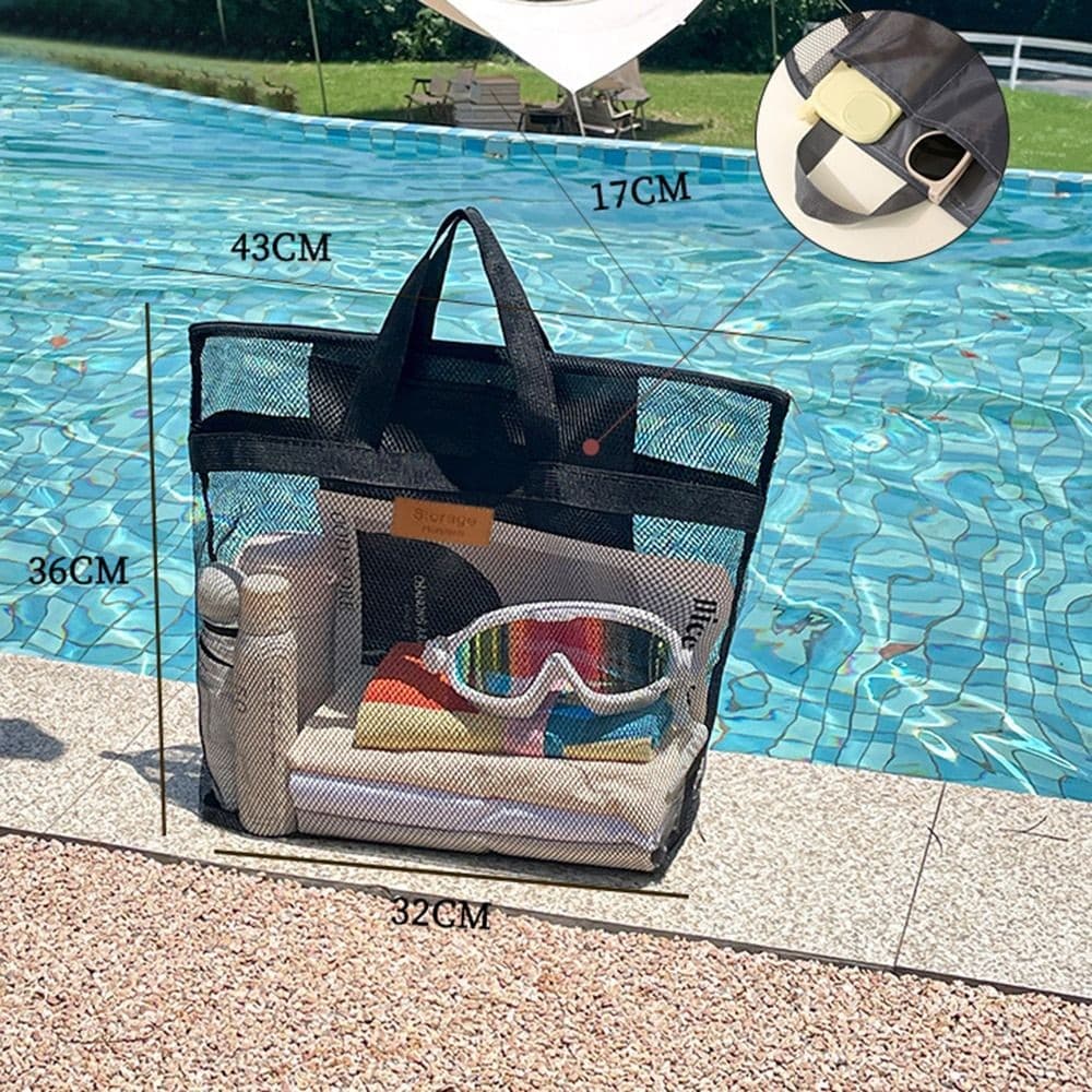 Large Capacity Beach Bags Mesh Handbag New Makeup Storage Bag  Women