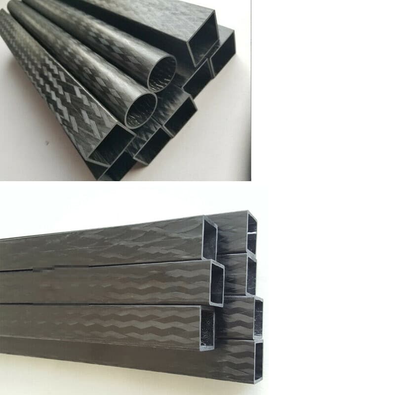 New 2Pcs 50cm Length Carbon Fiber Square Tube Double-sided Weave Pipe Tube