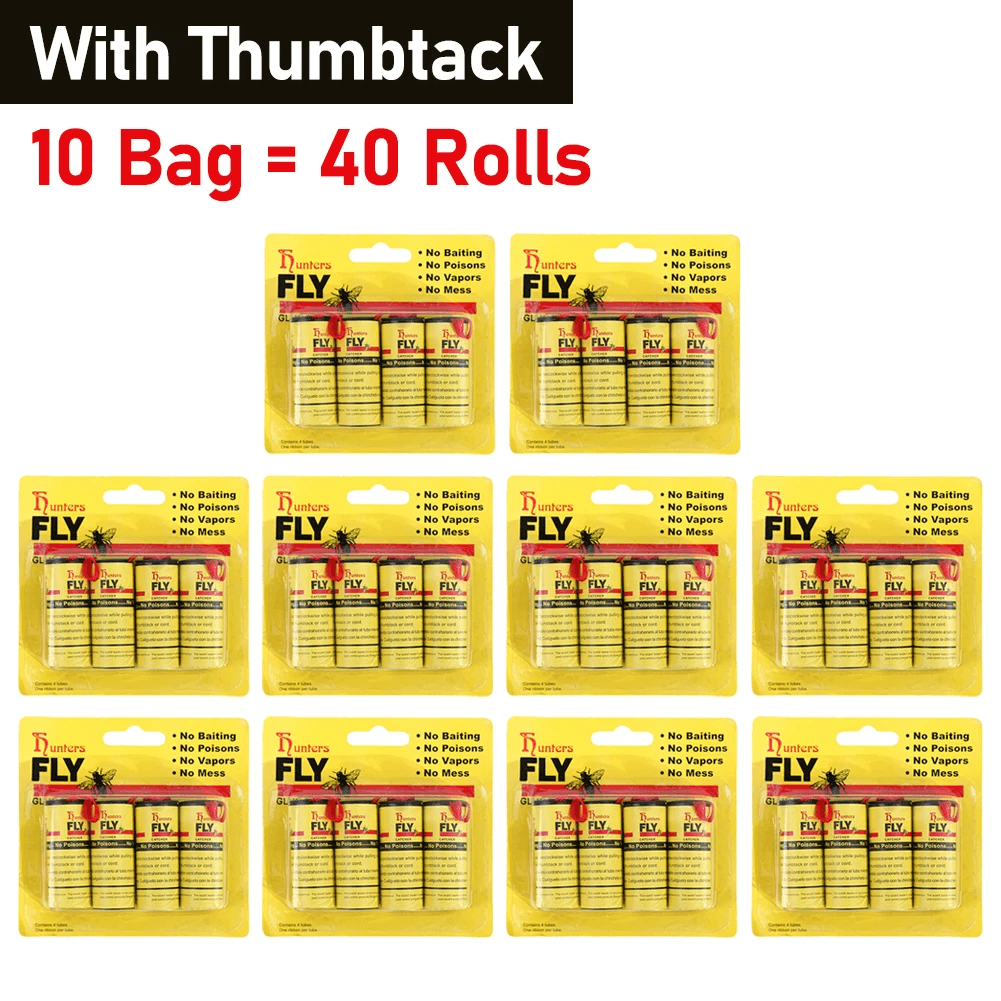 4-40Rolls Fly Sticky Paper Strong Glue Strip Flying Insect Bug Mosquitos Catcher