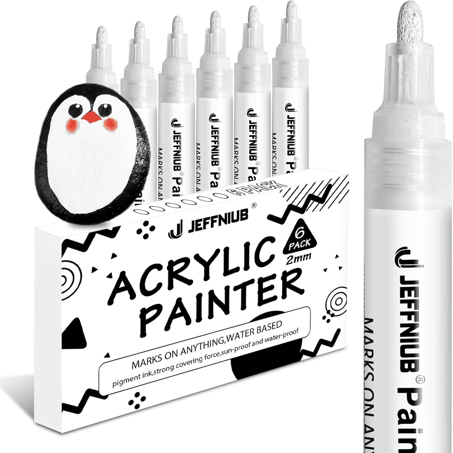 Paint Pens White Thick 2-3 Mm| Paint Markers 6Pcs Permanent Acrylic Paint Pens f