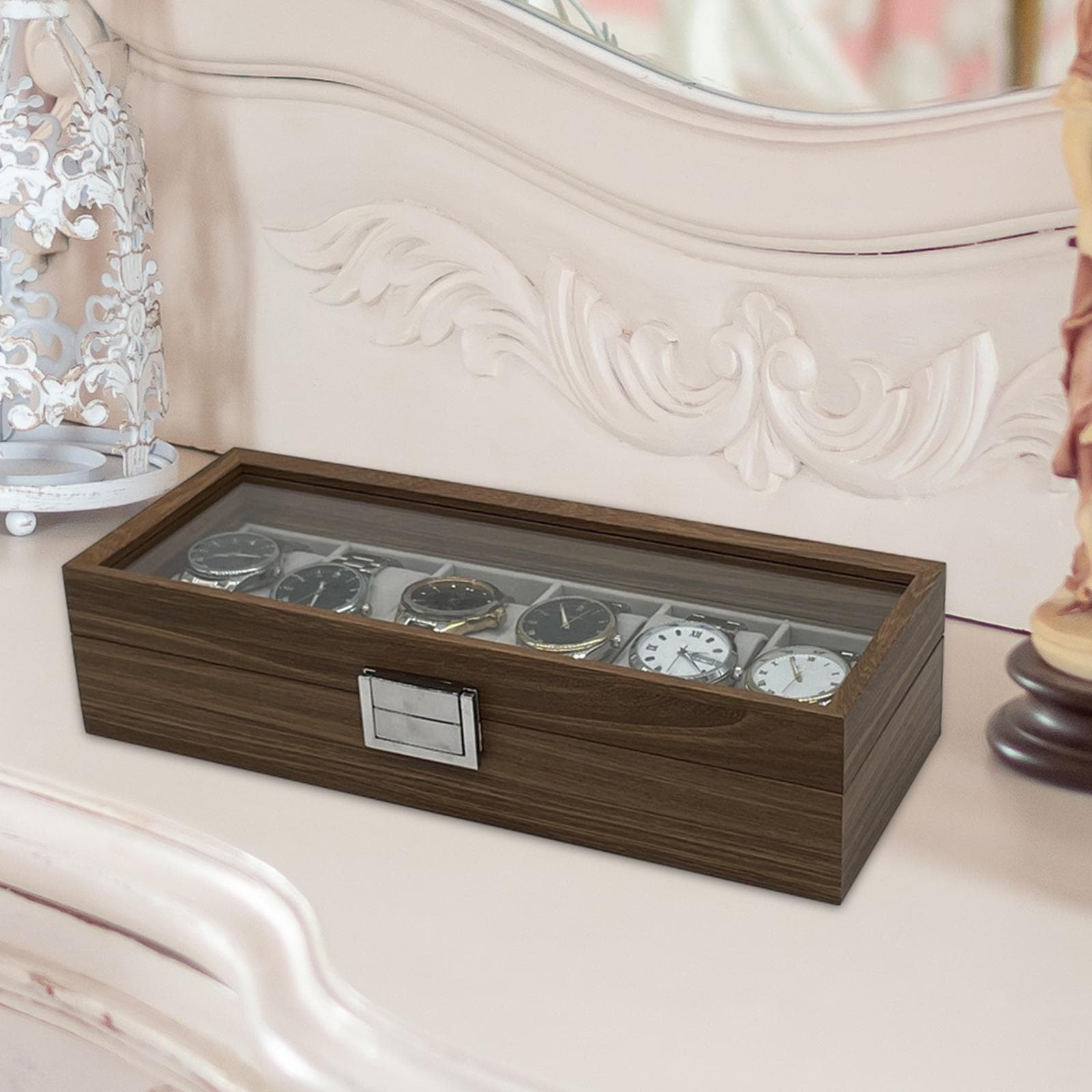 Vintage Wrist Watch Display Case Box And Lock Jewelry