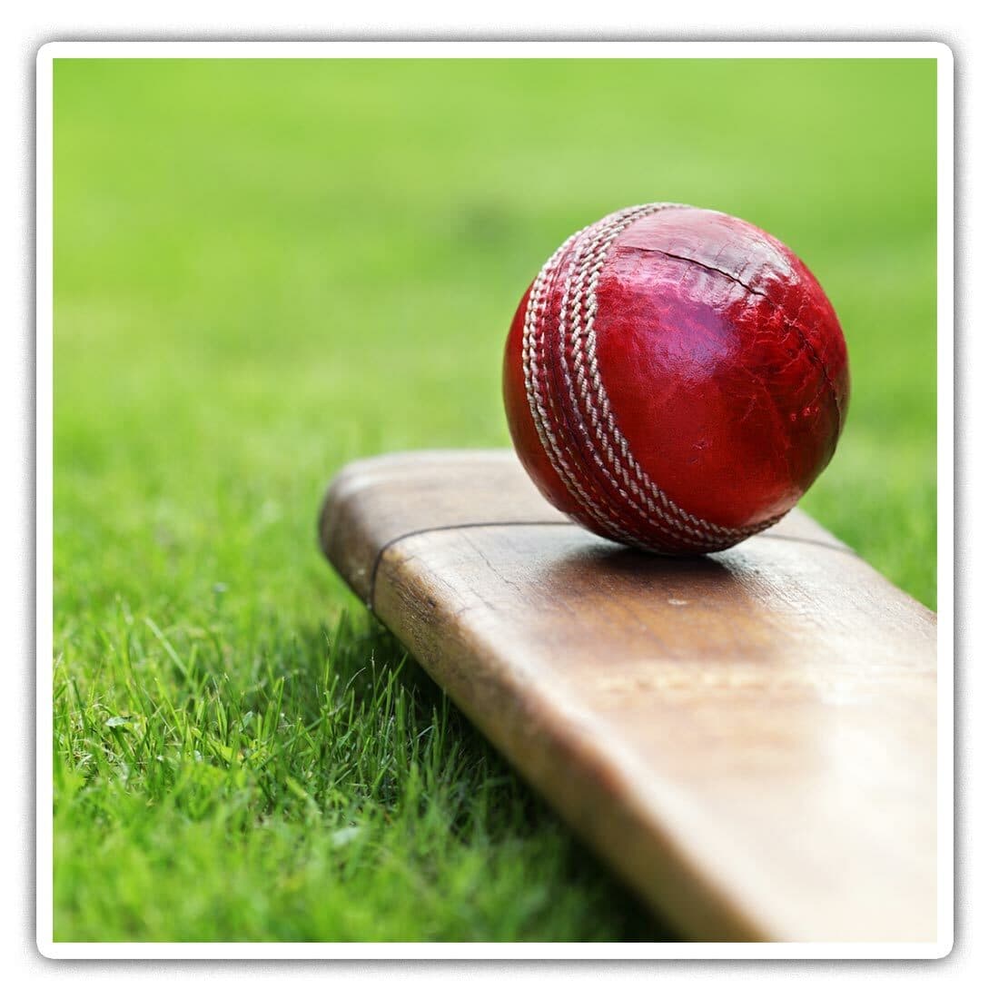 2 x Square Stickers 7.5 cm - Cricket Bat Red Ball Sports Men Boys Cool Gift #826