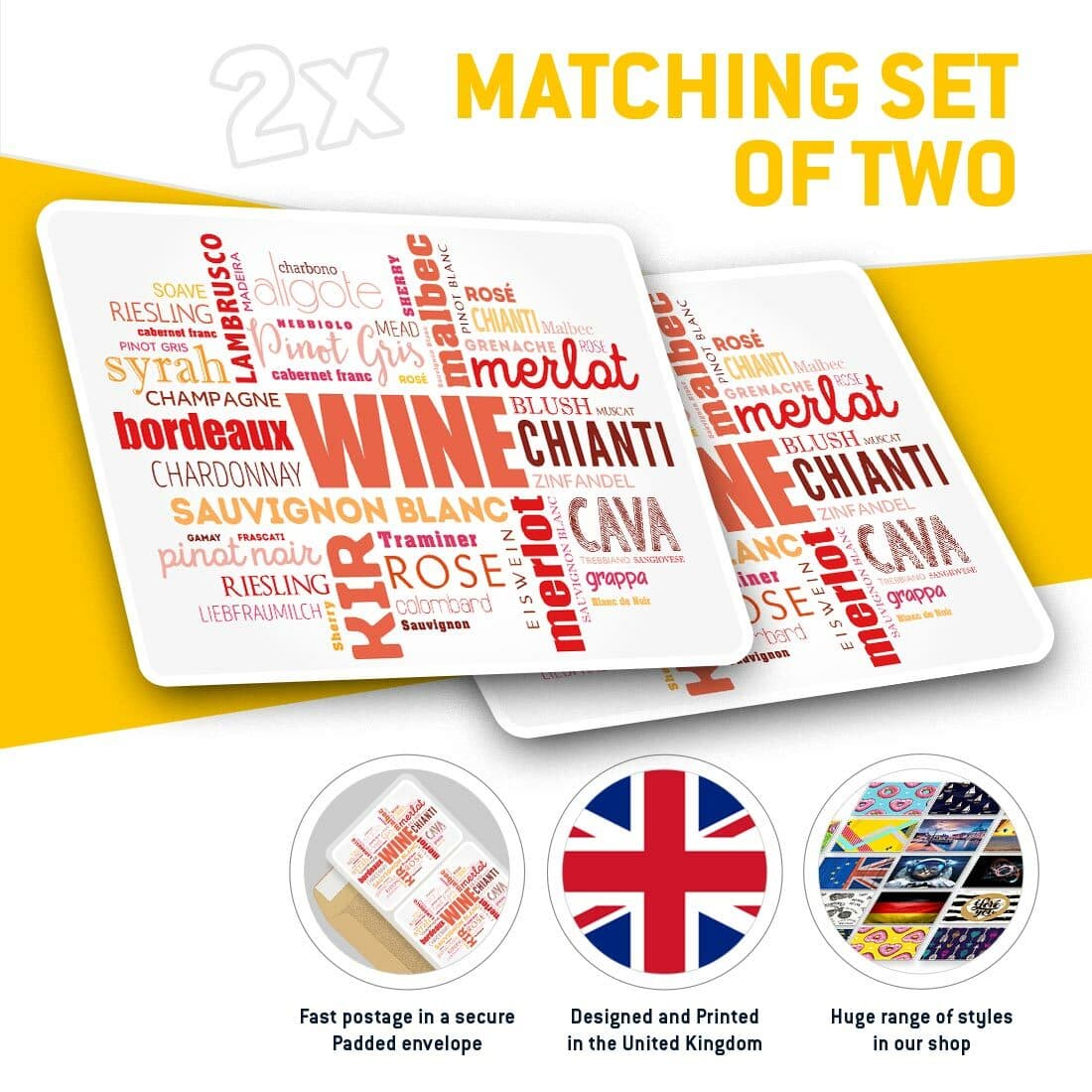 2 x Rectangle Stickers 10 cm - Wine Varieties Bar Drinks Alcohol #24444 view 2