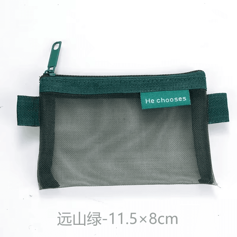 Small Square Nylon Mesh Coin Bag Card Key Earphone Organizer Pouch