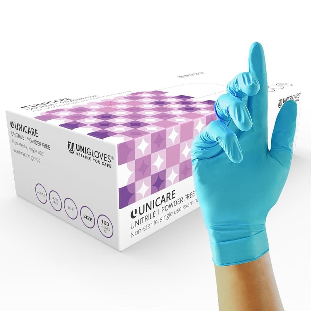 Unigloves Unitrile GS0055 Medical Grade Examination Gloves - Powder XL| Blue