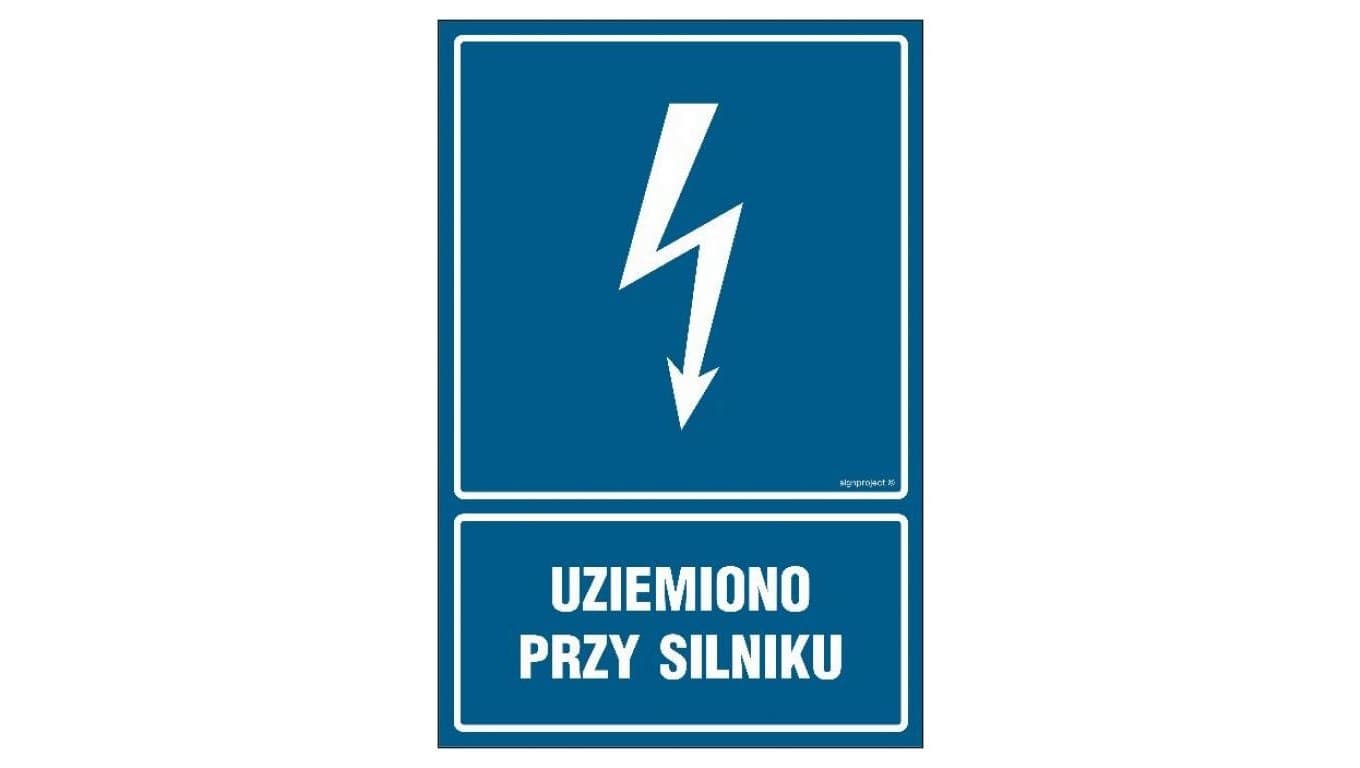 ZNAK - HG046 Uziemiono przy silniku - arkusz 9 naklejek 5 x 7,5 cm FN - Folia sa