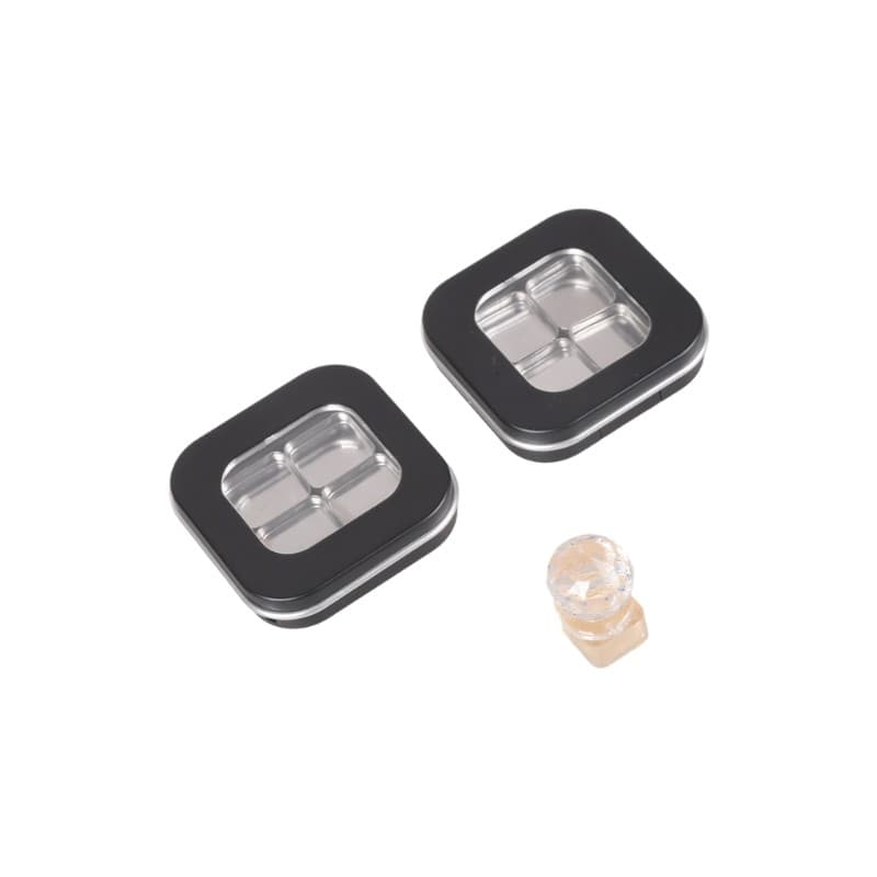 Pack of 2 Premium Matte Black Powder Case Includes Press Stamp