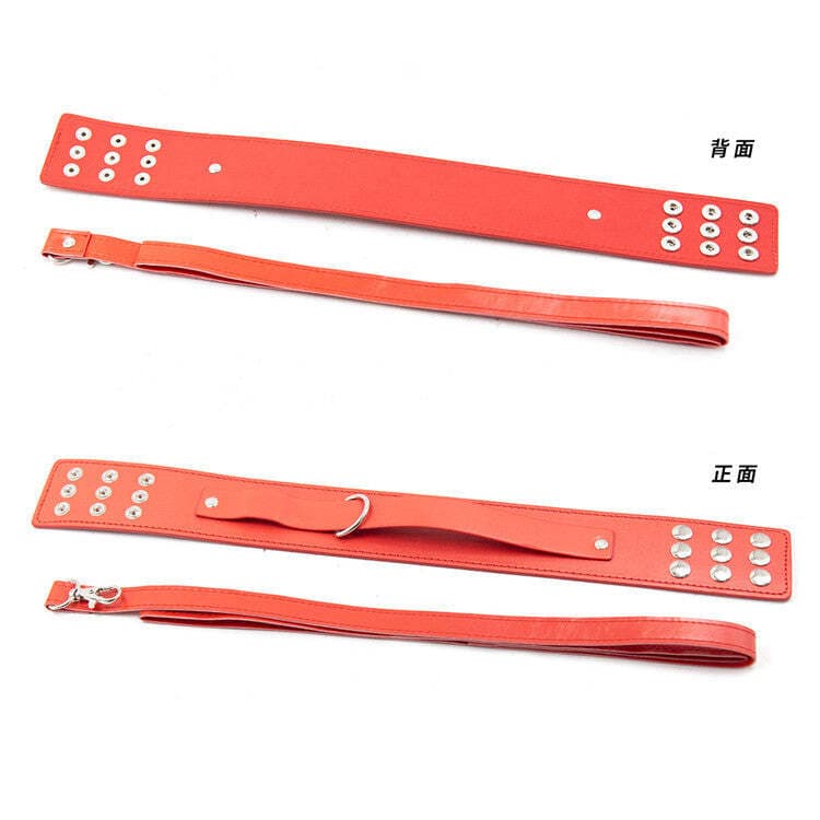 Bondage Collar Loop Lead Red Restraint for Couples Kinky Cosplay Gift Set view 2