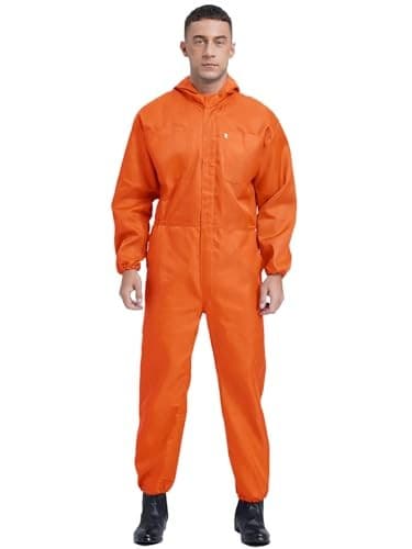 Alvivi Men'S Work Uniform Jumpsuit| Long Sleeves| Open Front| Hooded| With
