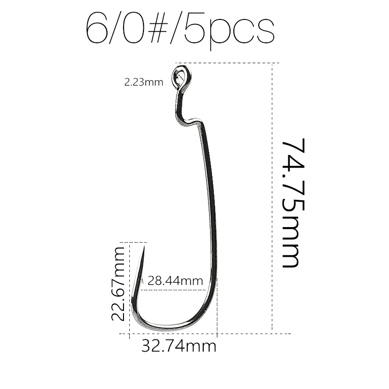 2023 NEW  Offset with Big Rings Carbon Steel Crank Hooks Hooks Tackle Worm Hooks