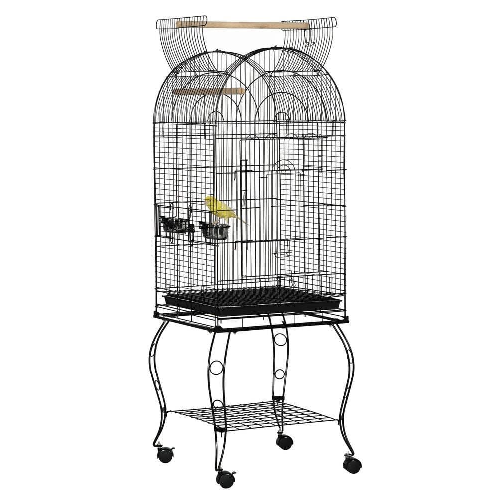 Spacious Bird Cage| Aviary Parrot Macaw Cockatiel Feeding Stand w/ Perch - High