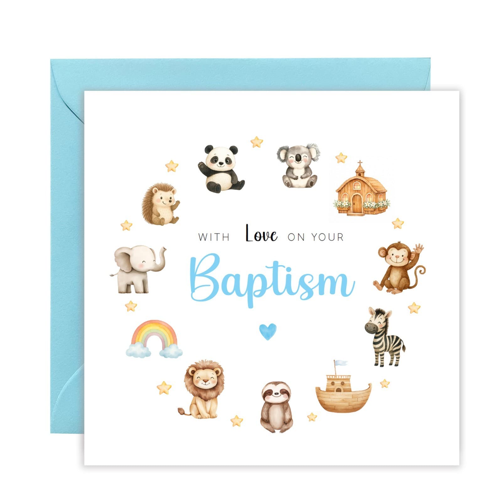 Baptism Christening Day Card for Boys – Animals| Cross| Noah's Ark etc Design