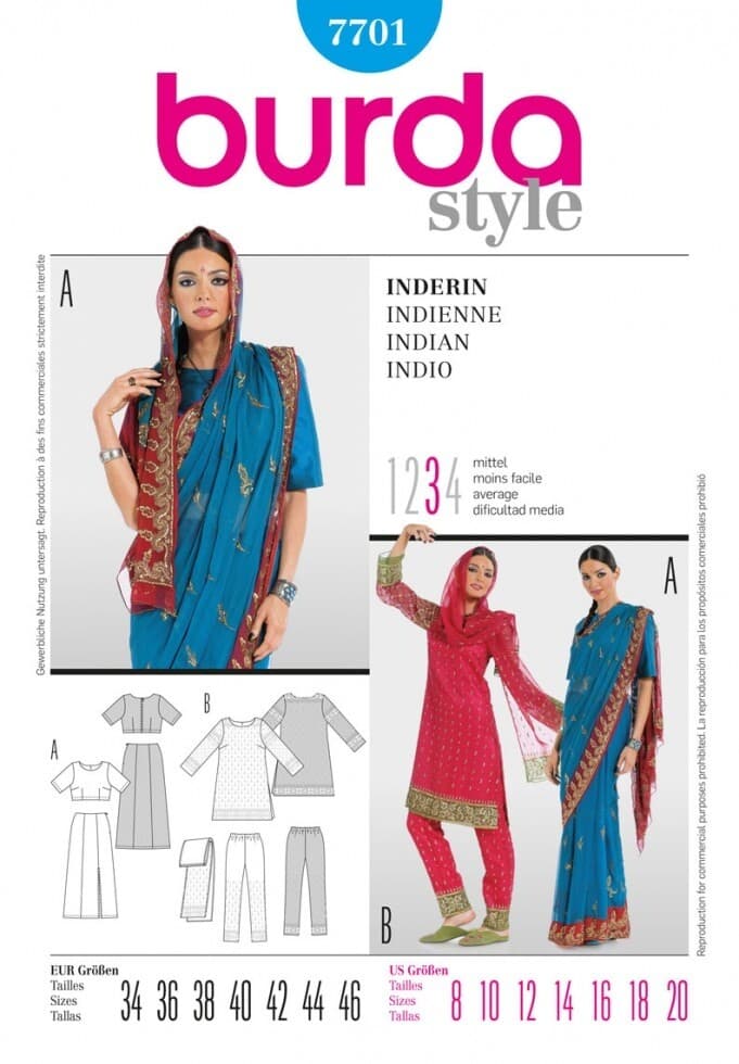 Burda Sewing Pattern 7701 Women Sizes: 8-20