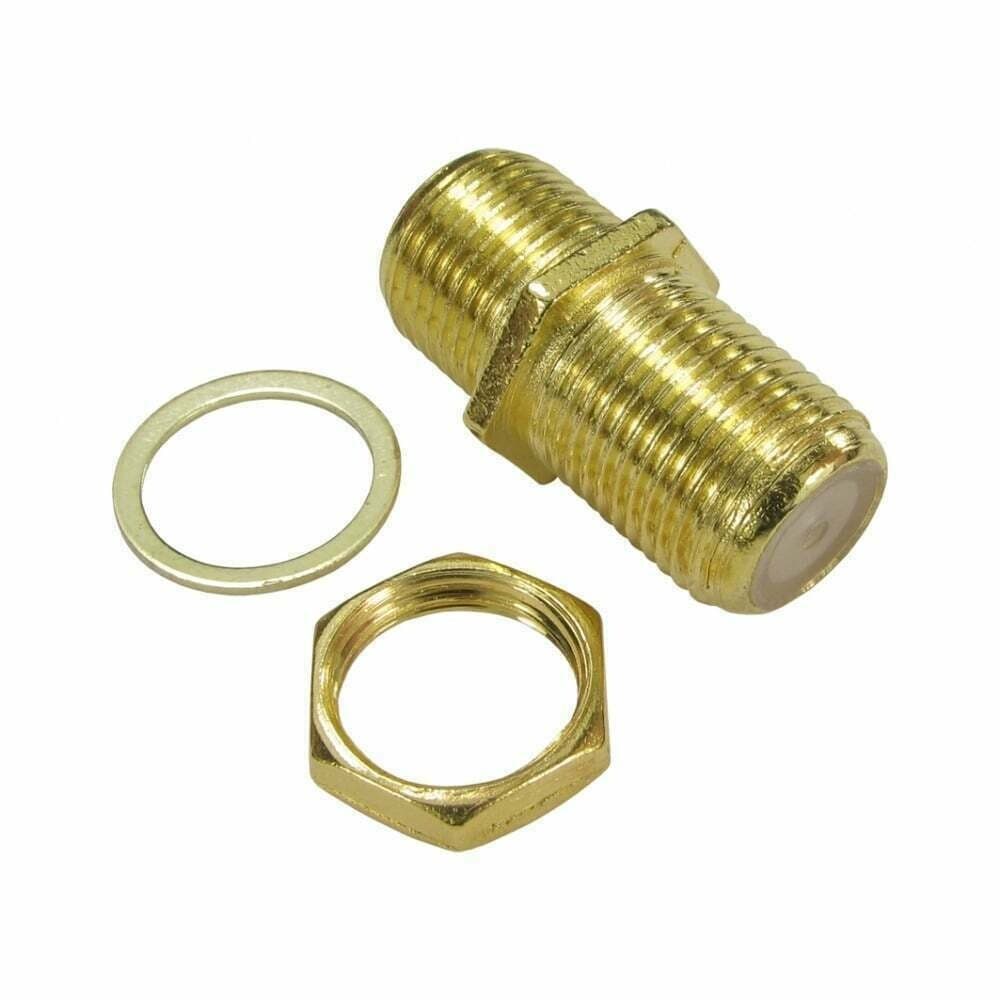 F Type Female to Female Connector Screw Coupler Satellite Coaxial Joiner Gold