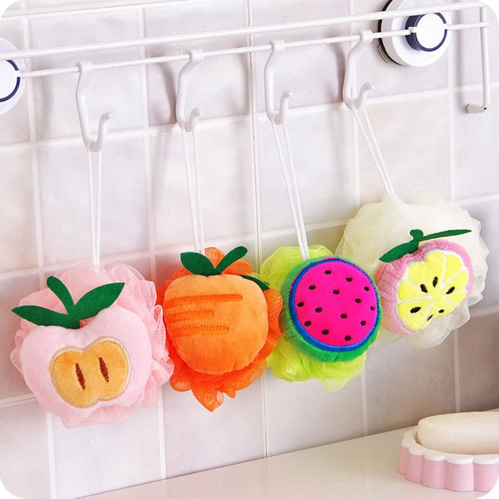 4 Pcs Bath Cleaning Sponge Body Puff Shower Mesh Pouf Large Ball