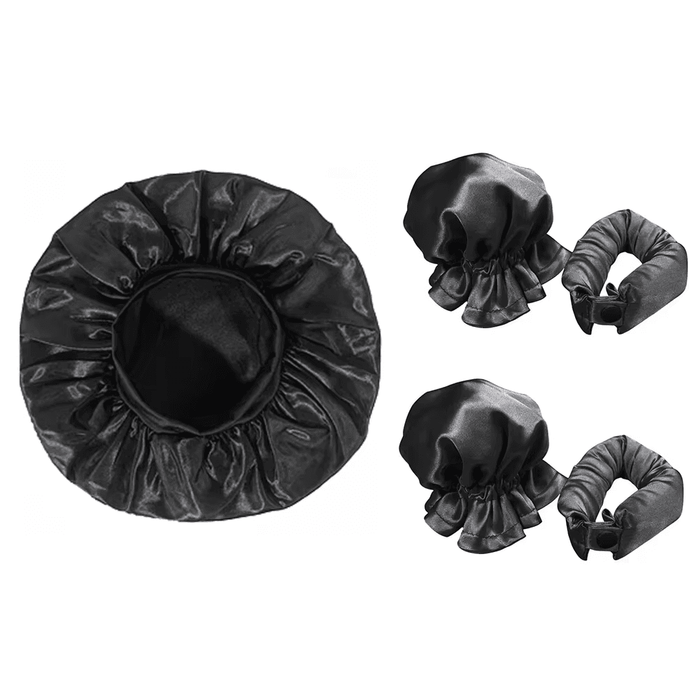 No Heat Hair Curler and Satin Sleeping Cap Set Heatless Hair Curling Headband Ha