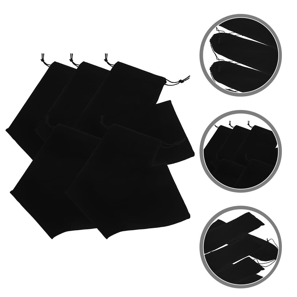5Pcs Hair Curler Bag Storage Organizer Soft Velvet Black Drawstring Pouch