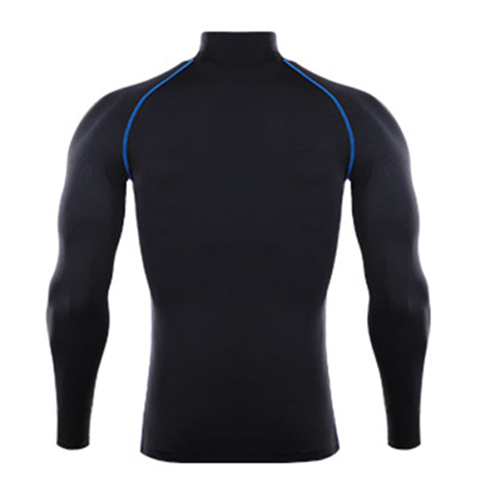 Black And Blue Lines L Men's High Elastic Compression Shirts Long Sleeves Sp NEW view 2