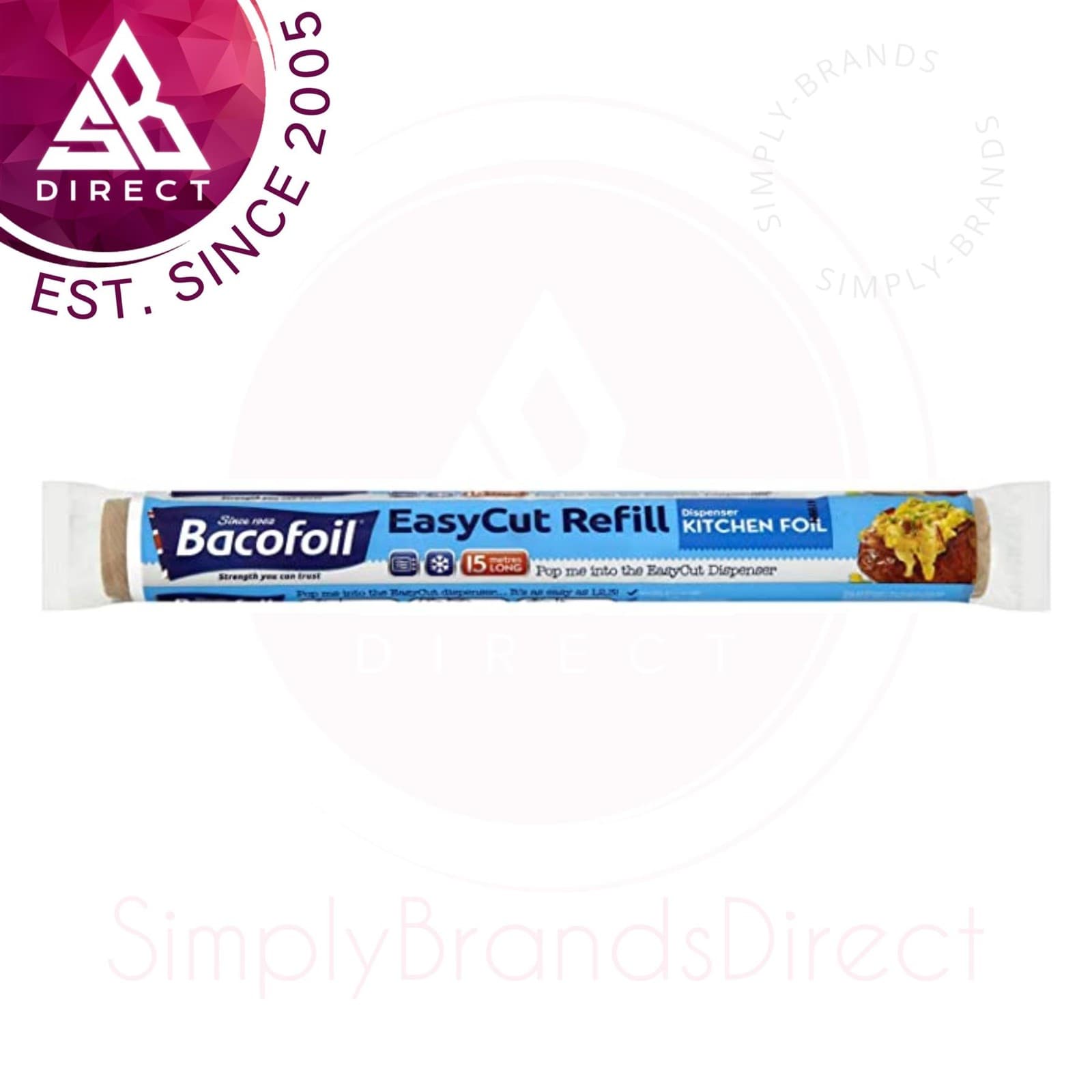 Bacofoil EasyCut Foil Refill Roll│For Fresh Grilling and Wrapping Food│15m x 30cm