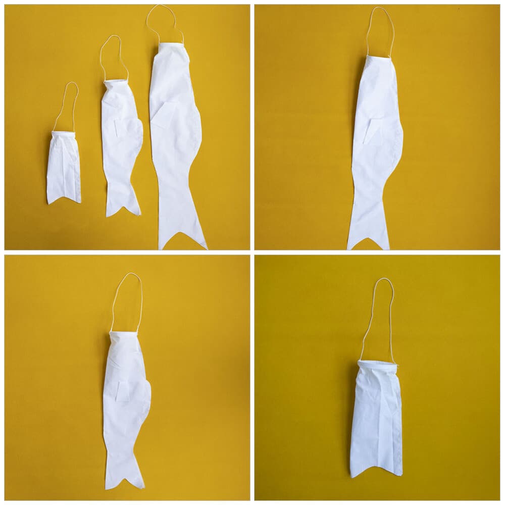 3 Pcs Blank Japanese Carp Windsock Fish Kite to Paint Koinobori Bulk view 2