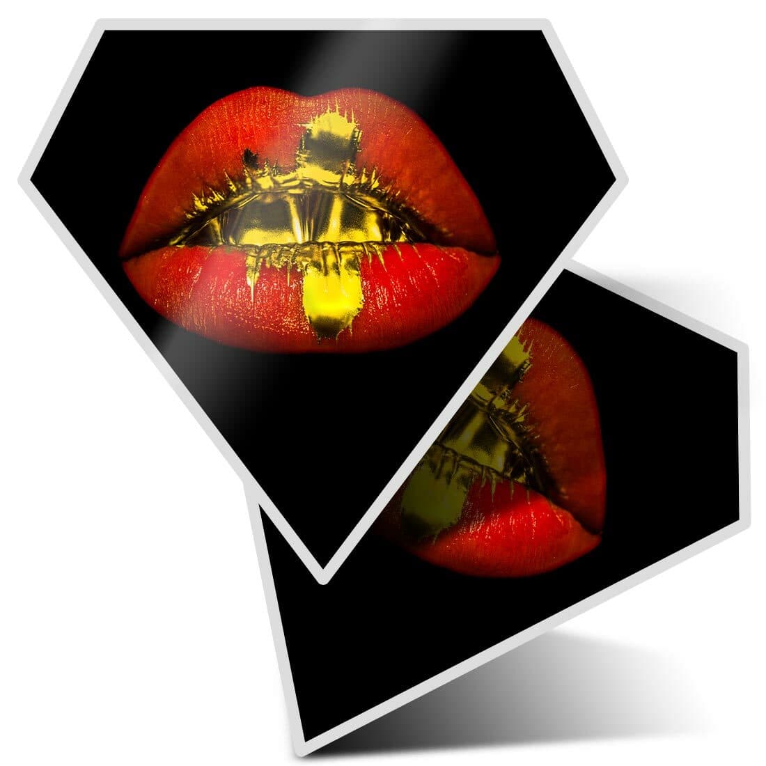 2 x Diamond Stickers 10 cm  - Liquid Gold Red Lips Fashion Makeup  #16161