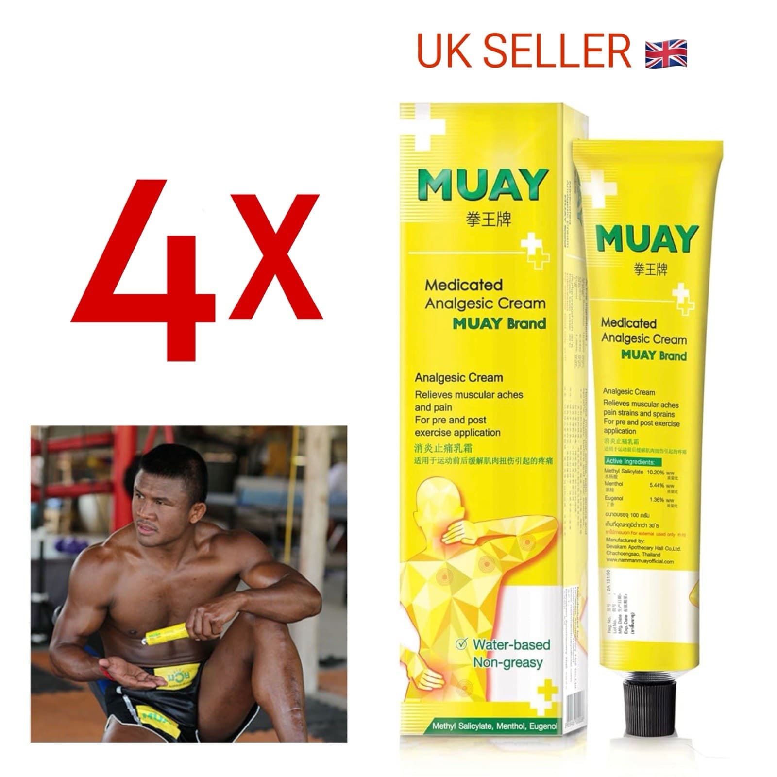 4 X 100g  Muay Thai Cream Post Boxing Sport Athletes Massage Healing Muscle