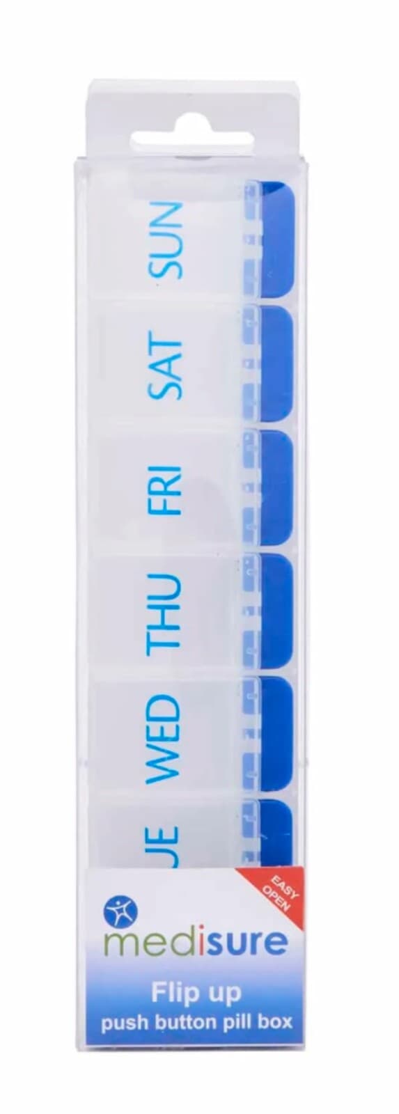 Medisure 7 Day Flip Up Push Button Pill Box | Medication Medicine Storage Tidy